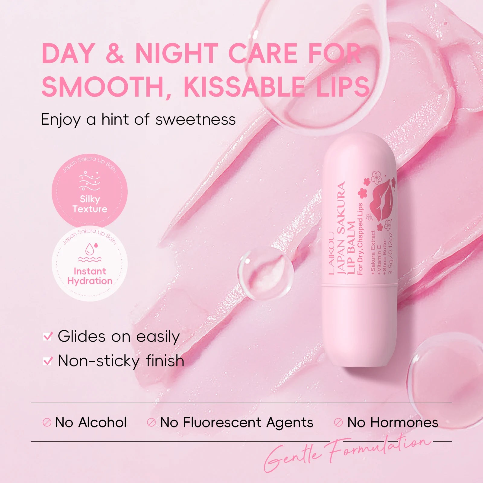 LAIKOU Japan Sakura Lip Balm Hydrating Plumping Treatment Soft Radiant Lip Care 3.5g