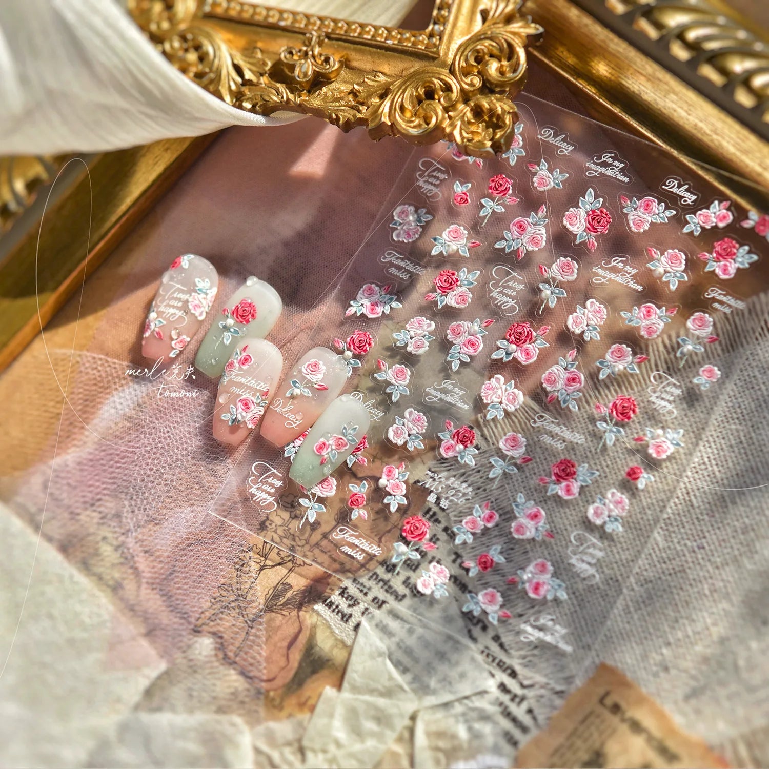 Cherry Blossom Nail Art Stickers 5D Embossed Nail Stickers Spring Self Adhesive Nail Decorations Stickers Decals Manicure Tools