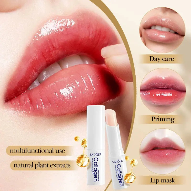 SADOER Collagen Anti-Cracked Lip Balm Lasting Nourishment and Moisture for Men and Women Daily Care Collagen Lip Balm Lip Care