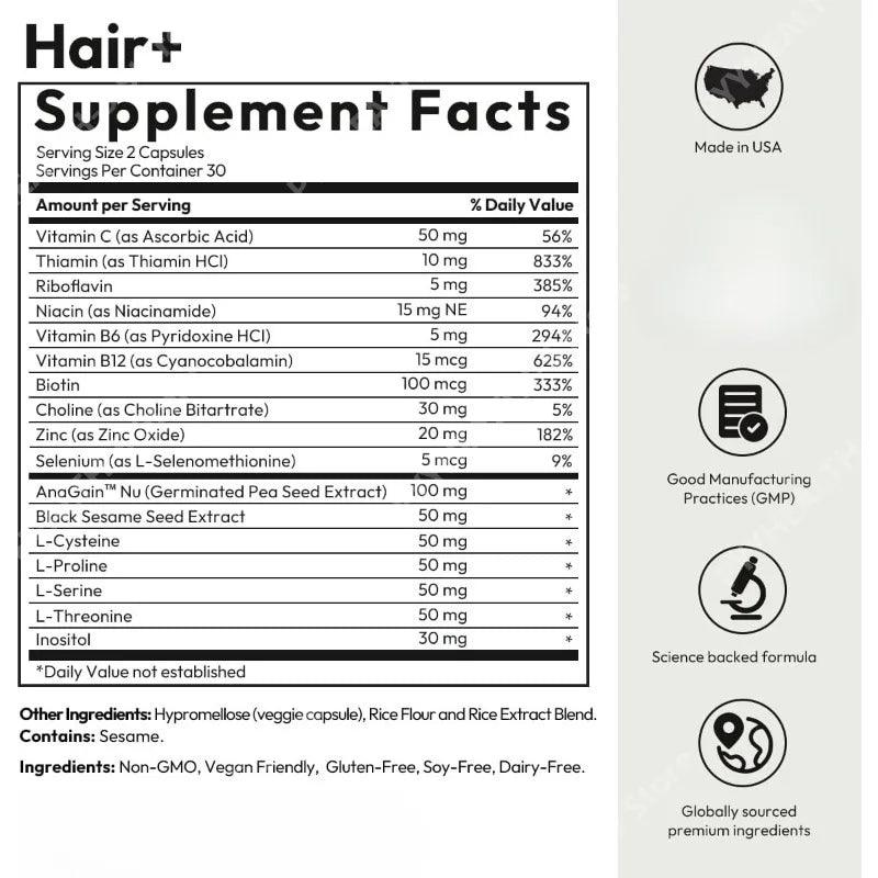 HairGrowth Supplement – Fast Hair Regrowth for Thicker, Fuller Hair Black Sesame Extract HairLoss Support for Women & Men