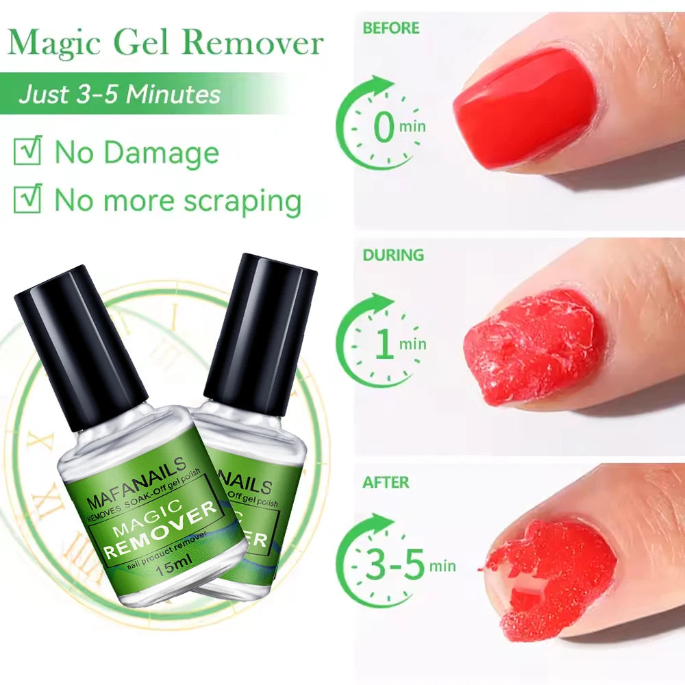 15ml/bottle Professional Non-Irritating Nail Gel Remover Polish Soak-Off 3 Minutes Quickly & Easily Removes Gel Polish 0.5fl.Oz