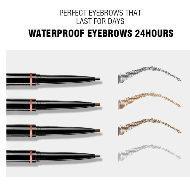 Double headed Rotable Eyebrow Pen with a 1.5mm diameter Fine refill Waterproof Wild Eyebrow Pen and Eyebrow Brush