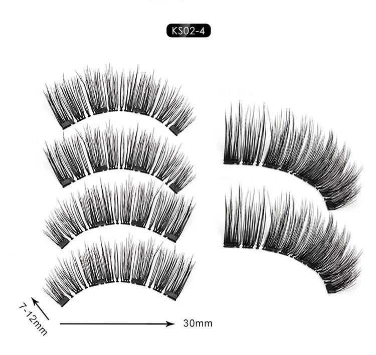 Three Magnet False Eyelashes No Trace of Glue Free 3d Magnetic Eyelashes Reuse Quick Stick Double/Four Magnetic Lashes Makeup
