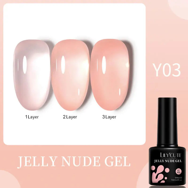 LILYCUTE 7ML Jelly Nude Pink Quick Extension Gel Nail Polish Transparent  Finger Prolong Long Lasting Construction Gel Varnish