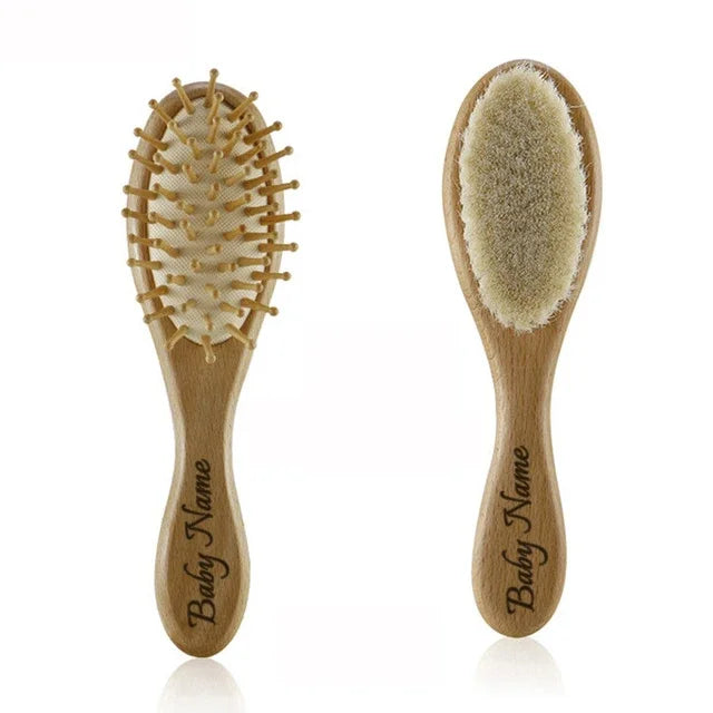 Wooden Baby Brush Wool Comb New Born Hair Brush Infant Head Massager Bath Brush Comb for Kids