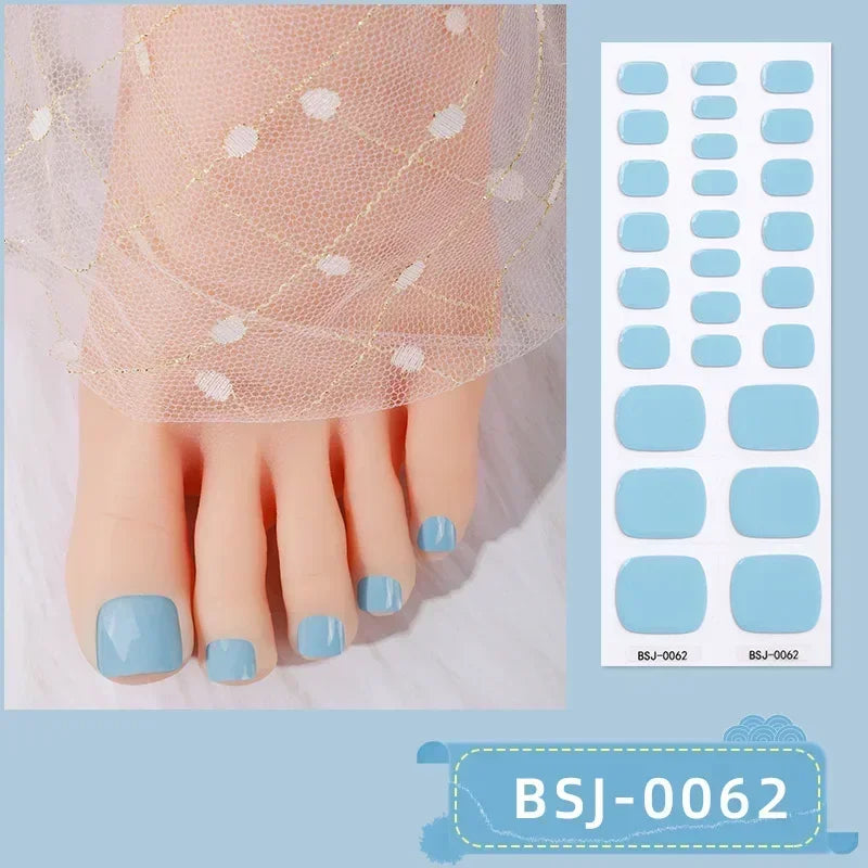26Tips Pure Toe Gel Nail Sticker Hardens with UV Lamp Curing Waterproof Phototherapy Oil Gel Foil Nail Art Decorations