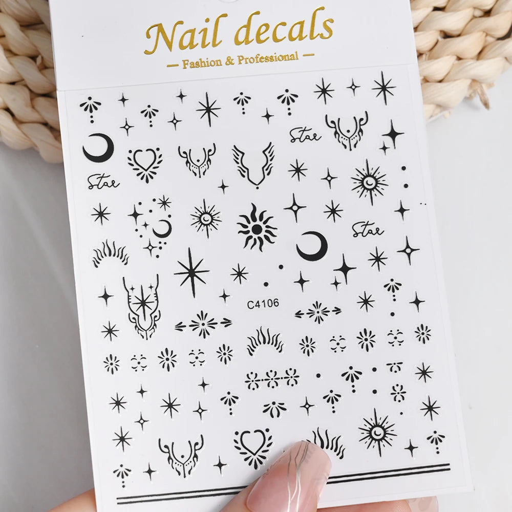 1pcs Star-Themed Nail Art Stickers 3D Self-Adhesive Plastic Decals With Glitter Finish Anime Rectangle Shape Ideal For DIY Nails