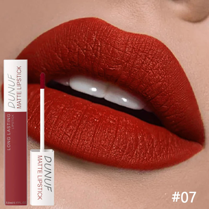 8 Color Easy To Apply Velvet Matte Lip Glaze Waterproof Lasting Liquid Lipstick Red Brown Non Stick Cup Matte Lip Gloss Cosmetic