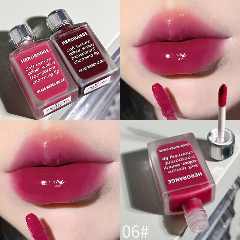 Punk Juice Red Lipgloss Black Mirror Glass Water Light Clear Lip Glaze Waterproof Non Stick Liquid Lipstick Nude Lip Tint Makeup