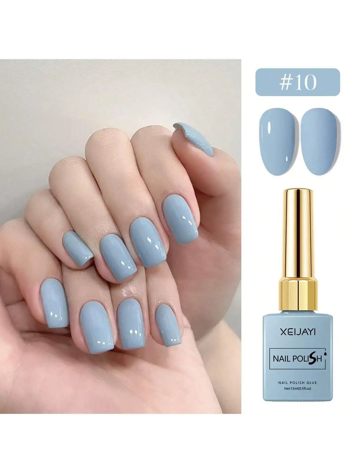 6Colors 15ml Blue Gel Nail Polish Series Starter Pure Soak Off No Wipe Nail Gel Polish Suitable For All Seasons