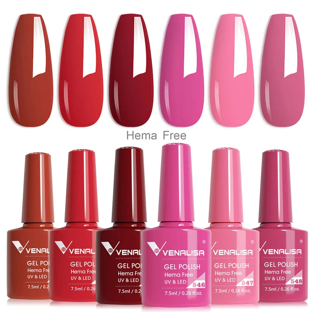 Venalisa Nail Gel Polish Kit HEMA TPO FREE Nude Pink Color Collection Self Leveling Full Coverage Nail Manicure Set 6Pcs Kit