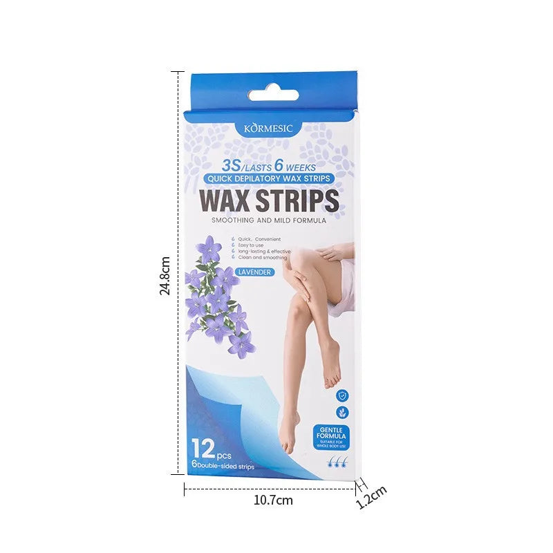 12 Pcs Depilatory Wax Strips Waxing Kit for Women Men Face Leg Arm Body Gentle Non-Irritating Quick Easy Hair Beauty Tools