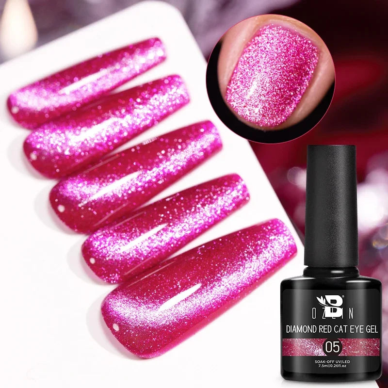 AWStorG Intense Rainbow Cat Eye Gel 5ml Holographic Laser Magnetic Nail Gel Soak Off UV LED Gel Polish Shiny Rainbow Manicur