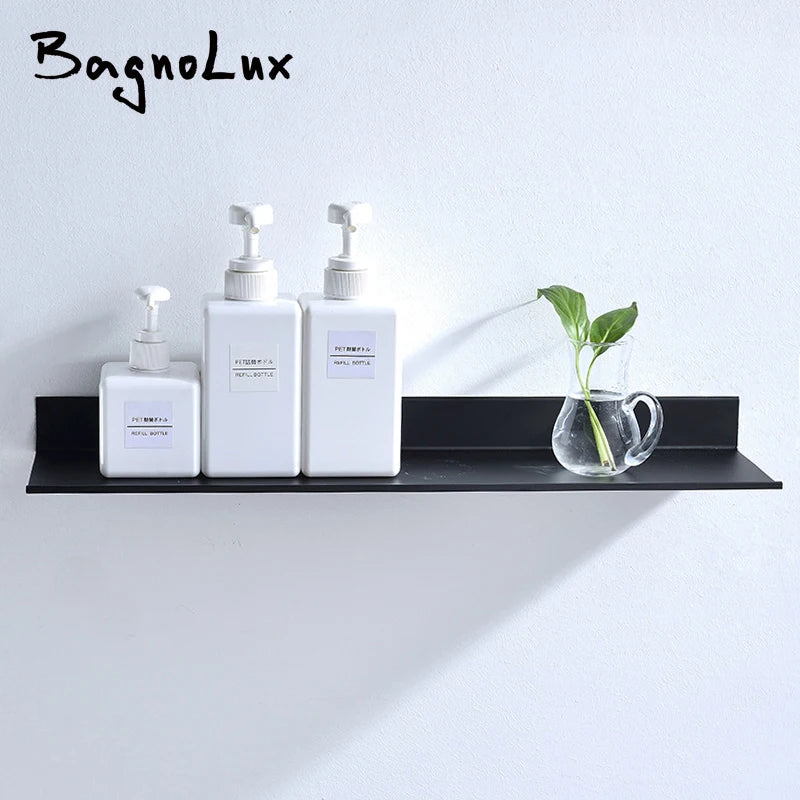 Matt Black Wall Shelf 30-50cm Modern Bathroom Accessories Kitchen Shower Bath Storage Rack Promotion