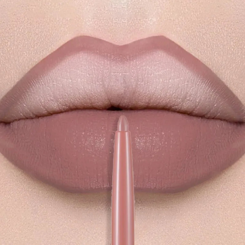 12 Colors Lip Liner Lipstick Pen Long-Lasting Waterproof Sweatproof Lip Contouring Pen Matte Velvet Non-fading Color Lips Makeup