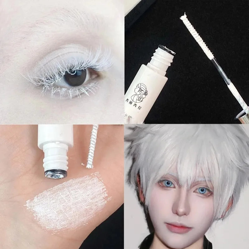White Mascara Waterproof Long-wearing Fast Drying Curling Volume Eyelashes Extension Eyebrow Dye Tint Christmas Stage Makeup COS