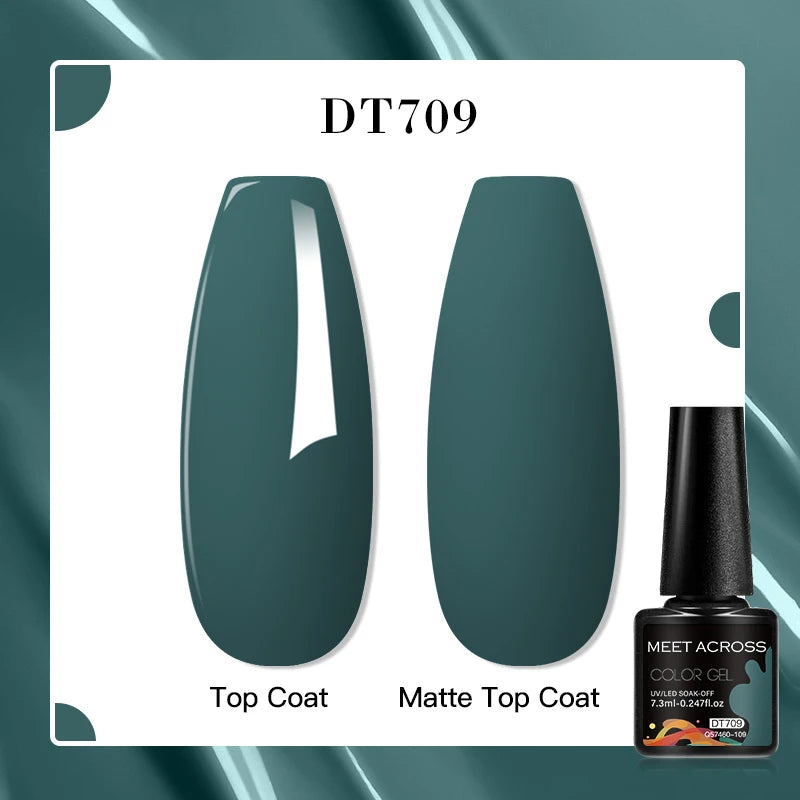 MEET ACROSS 7ml Red Blue Green Metallic Gel Nail Polish Super Bright Mirror Effect Semi Permanent LED UV Gel Nail Art Varnish