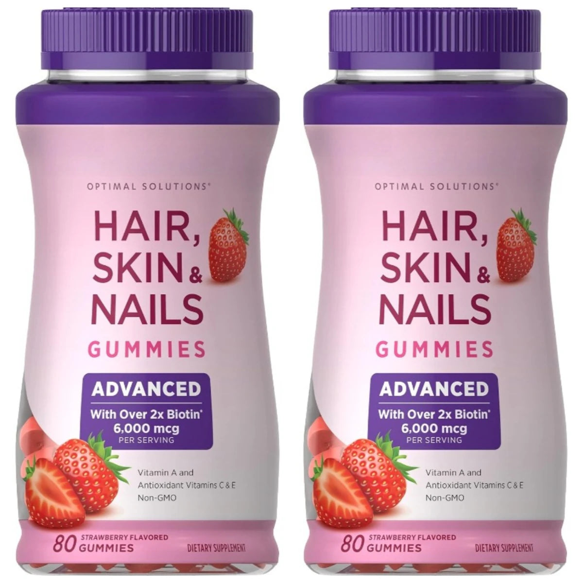 Biotin Gummie Strawberry Flavor with 6000Mcg Biotin & Vitamin Support Healthy Hair Skin and Nails 80pcs Nutritional Supplement