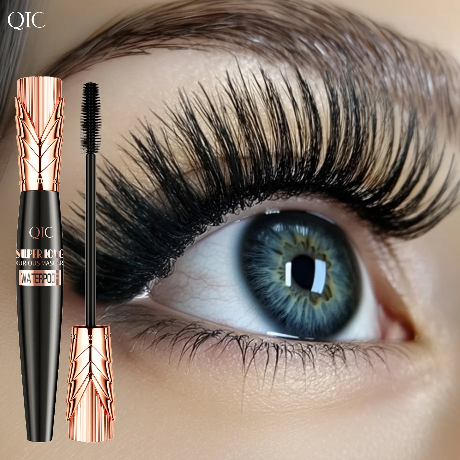5D Black Waterproof Mascara Lengthens Eyelashes Extension Thick Silk Fiber Mascara Female Makeup Eye Cosmetics Tools for Gifts