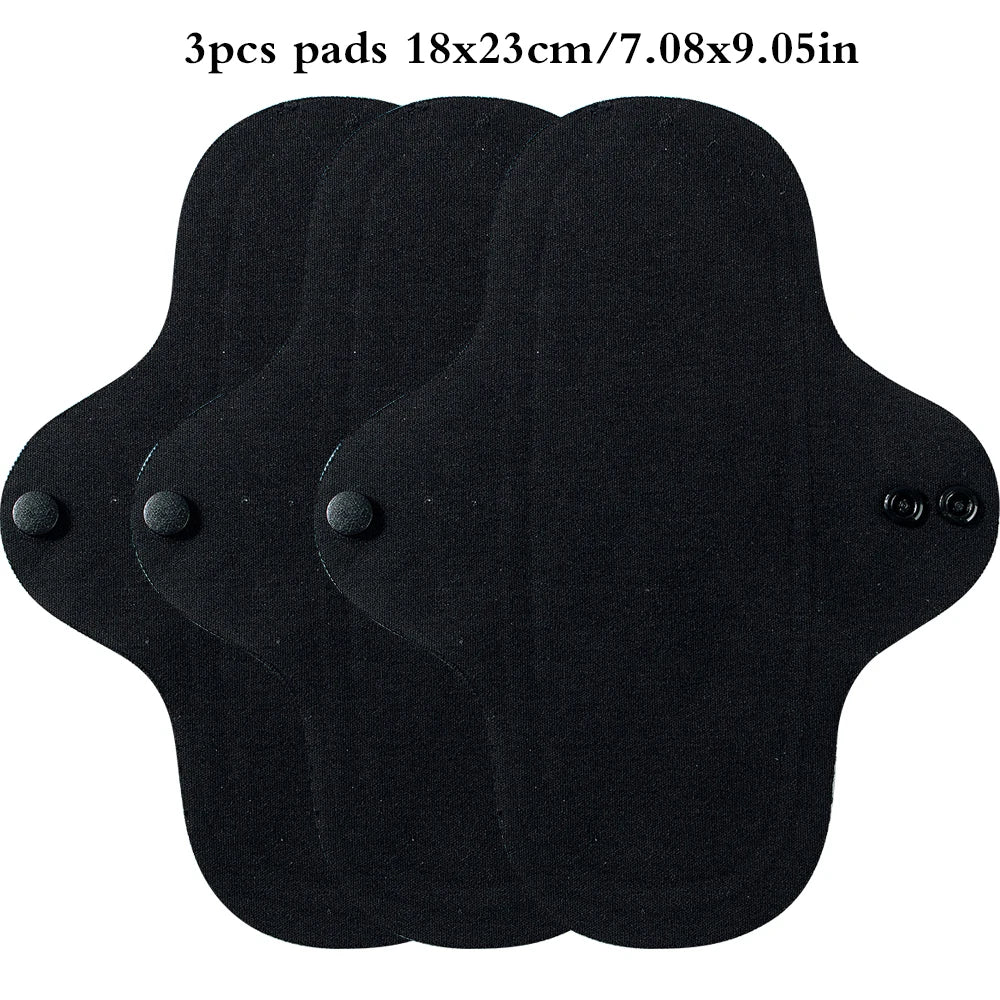 3pcs Full Cotton Hot Pressing Mama Cloth Night Long Sanitary Pads Washable Sanitary Napkins Reusable Panty Liners for Female