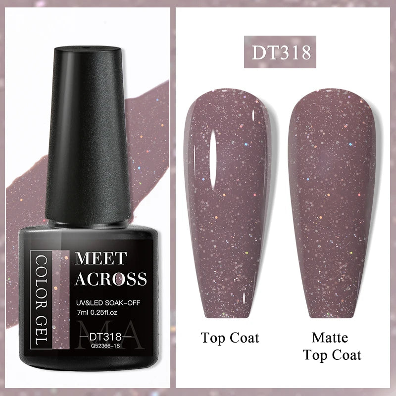 MEET ACROSS 7ml 36Colors Glitter Thermal Gel Nail Polish 3 Colors Changing Soak Off Gel Winter Semi Permanant Nail Art Varnish