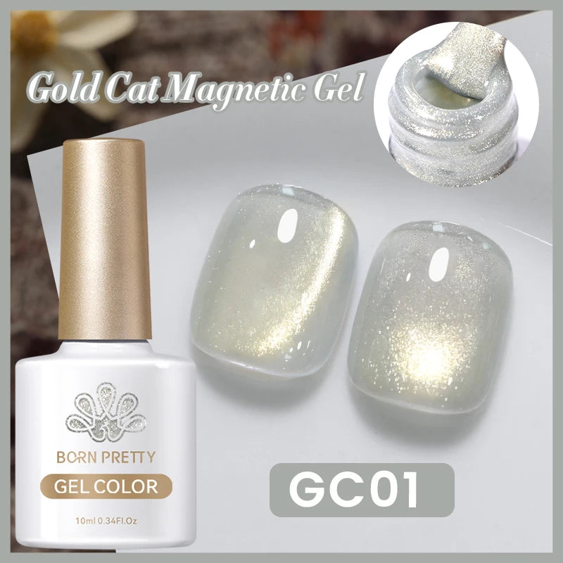 BORN PRETTY 10ml Rose Gold Cat Magnetic Gel Polish Pink Orange Soak Off UV LED Varnis Semi Permanent for Nail Art Design at Home