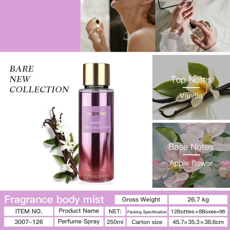 Victoria 250ml Perfume For Women Body Spray Sea Aloe Fressia Lasting Fragrance Mist Girl Perfumes Floral Fruity Secret Perfume