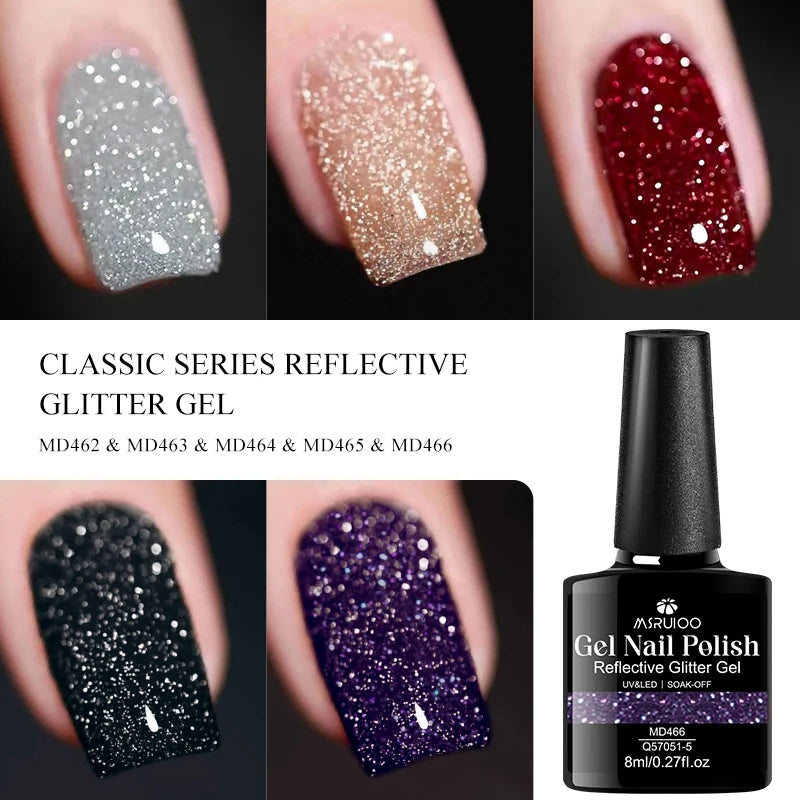 8ml Classic Series Reflective Glitter Gel Nail Polish High Gloss Shiny UV LED Soak Off Nail Supplies Manicure DIY Varnishes