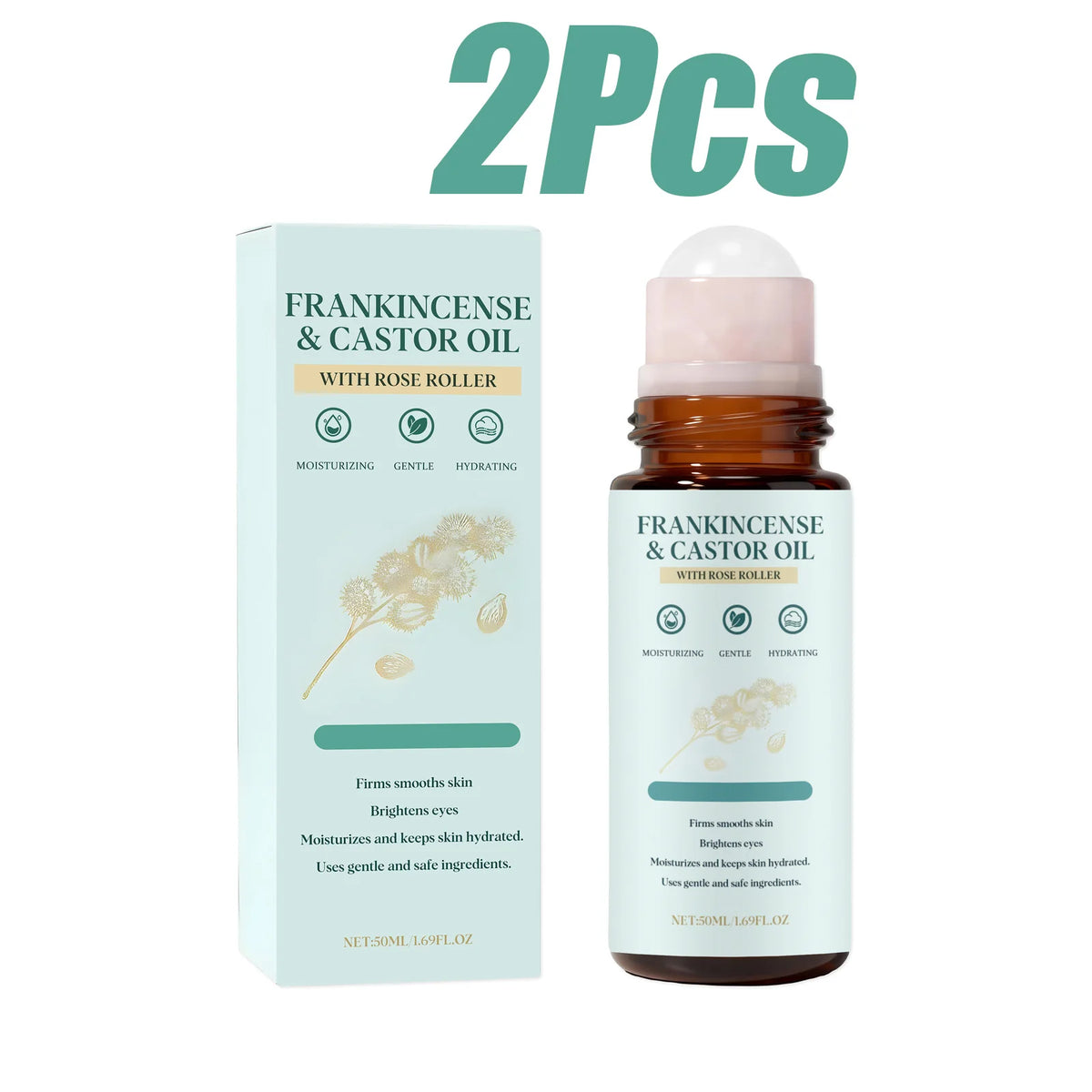 Frankincense Castor Oil Rollerball Soothing & Nourishing Roll-On Oil Improve Dryness Repair Portable Aromatherapy Body Skincare
