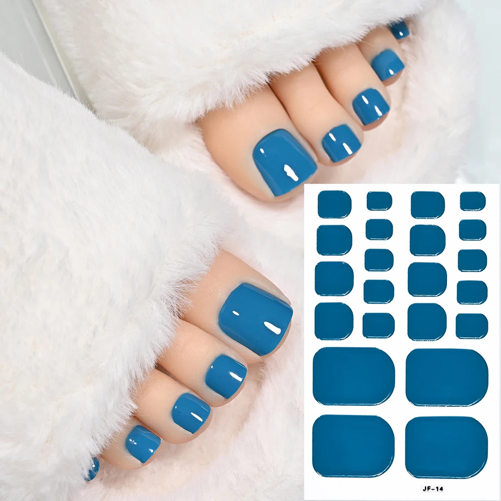 1pcs 22tips Gradient Glitter Full Toe Nail Wraps 3D Shiny Omber Pink/Purple/blue Toe Nail Polish Stickers Baking Free Toe Strips