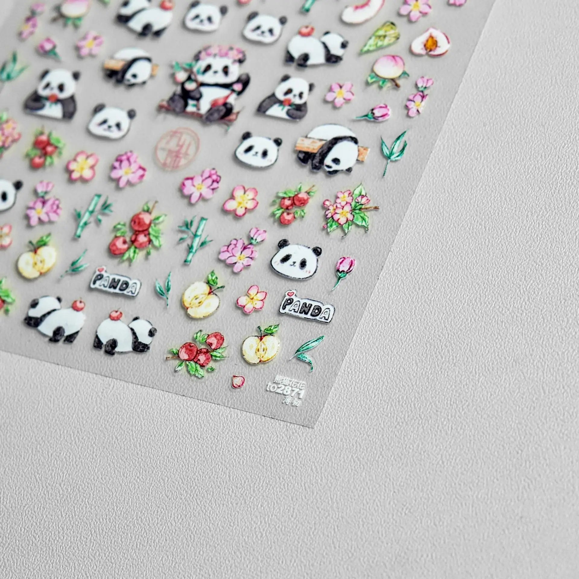 1pcs 5D Embossed Chinese Bamboo Panda Design Nail Art Kawaii Stickers Self-adhesive Transfer Nail Decorations Slider Decals DIY