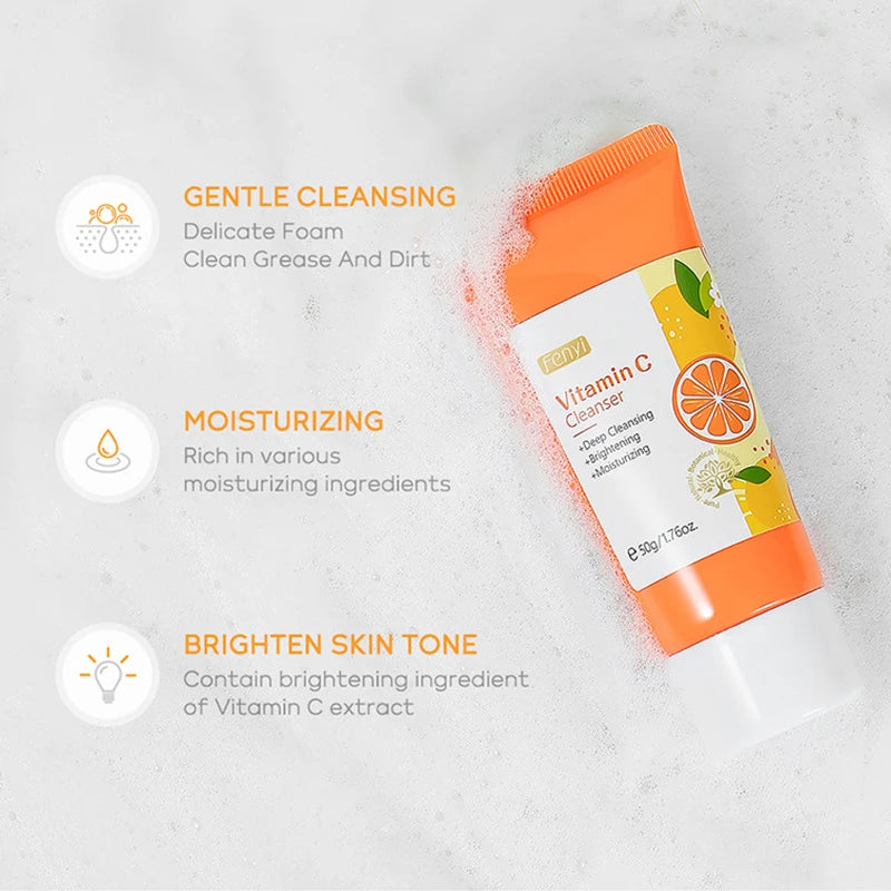 Vitamin C Sakura Facial Cleanser Face Wash Foam Face Wash Foam Face Cleanser Moisturizing Whitening Anti-aging Facial Skin Care
