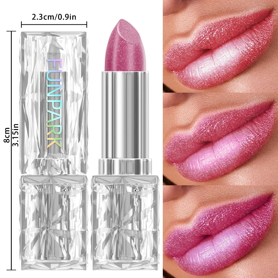 7 Colors Sparkling Metallic Finish Lipstick Hydrating Red Pink Glitter Lip Tint Shine Lip Color Highly Pigmented Lip Makeup Gift