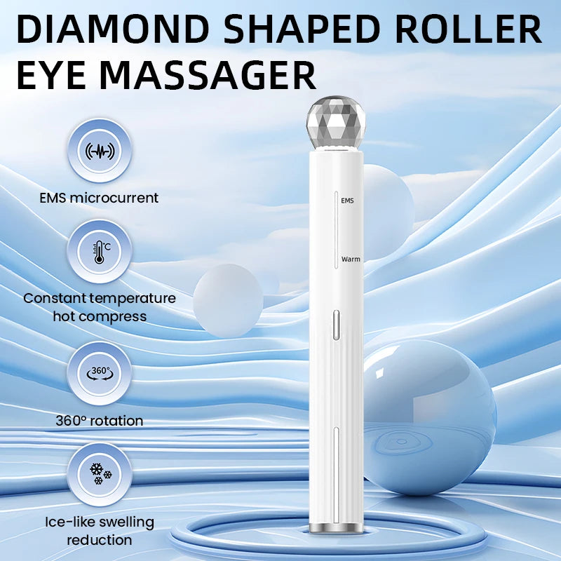 Electric Eye Massager Roller Vibration Wrinkle Anti-Ageing EMS Microcurrent Hot Conpress Dark Circle Removal Beauty Eye Care Pen