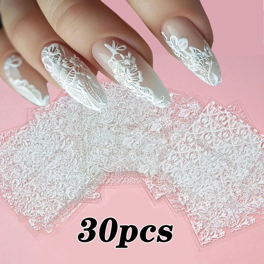 3D Colorful Flowers Cherry Blossoms Rose Daisy Nail Decals 20/30/60/70/90pcs Cute Heart Nail Sticker Manicure Decoration 5.5*6cm