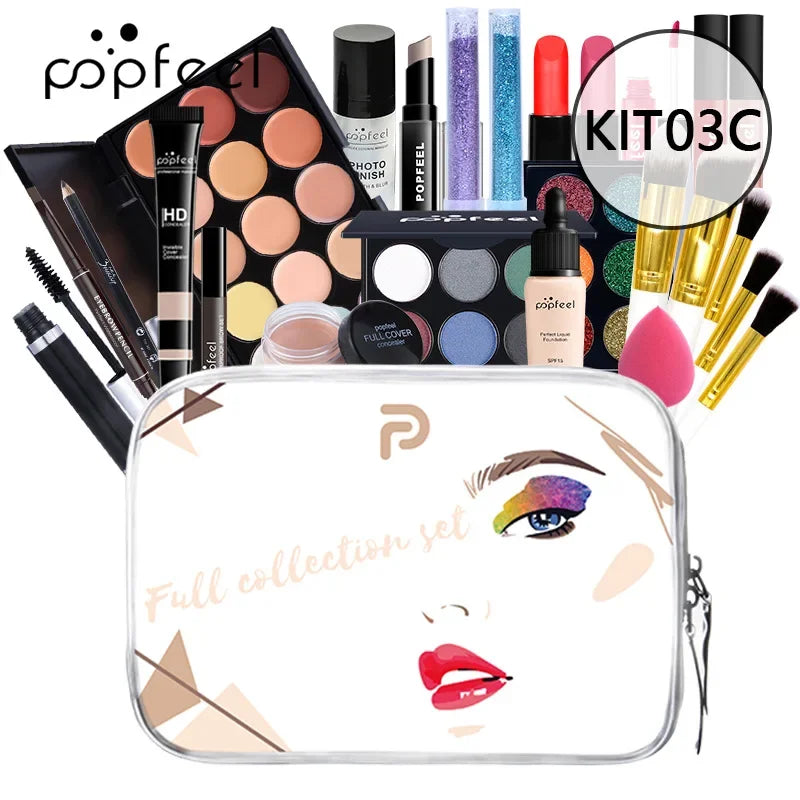 Christmas Makeup Gift Box Foundation Eyeshadow Powder Long Lasting Lip Ink 27 Pieces Birthday Gifts Makeup for Women Full Kit