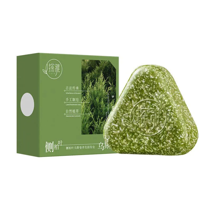 Herbal Handmade Shampoo Soap Arborvitae Usman Grass Anti-hair Loss Oil Control Dandruff Itching Herbal Fluffy Hair Follicle Soap