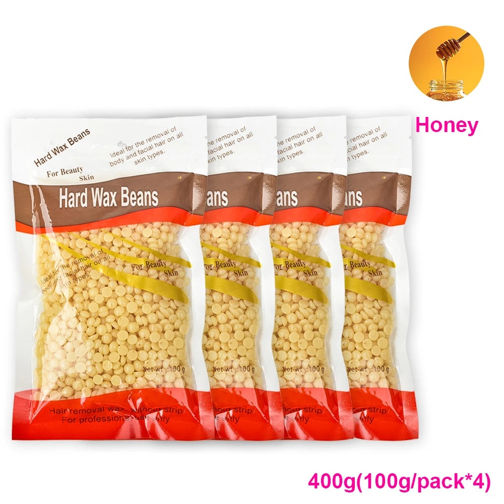 100g-400g hard wax beans Solid Hair Remover No Strip Depilatory Hot Film Wax Bead Hair Wax Heater Removal for Full Body
