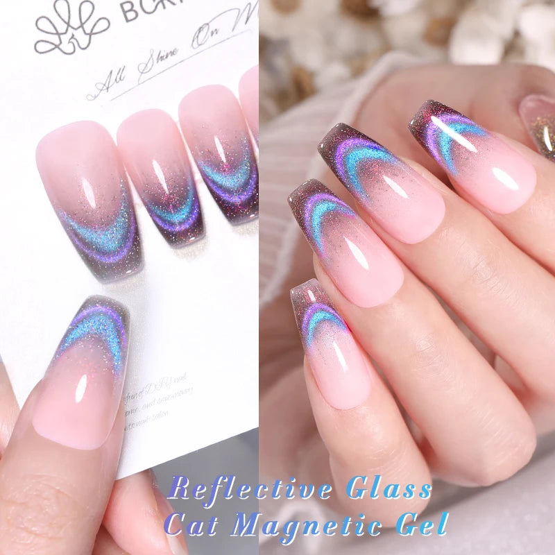BORN PRETTY 10ml Rose Gold Cat Magnetic Gel Polish Pink Orange Soak Off UV LED Varnis Semi Permanent for Nail Art Design at Home