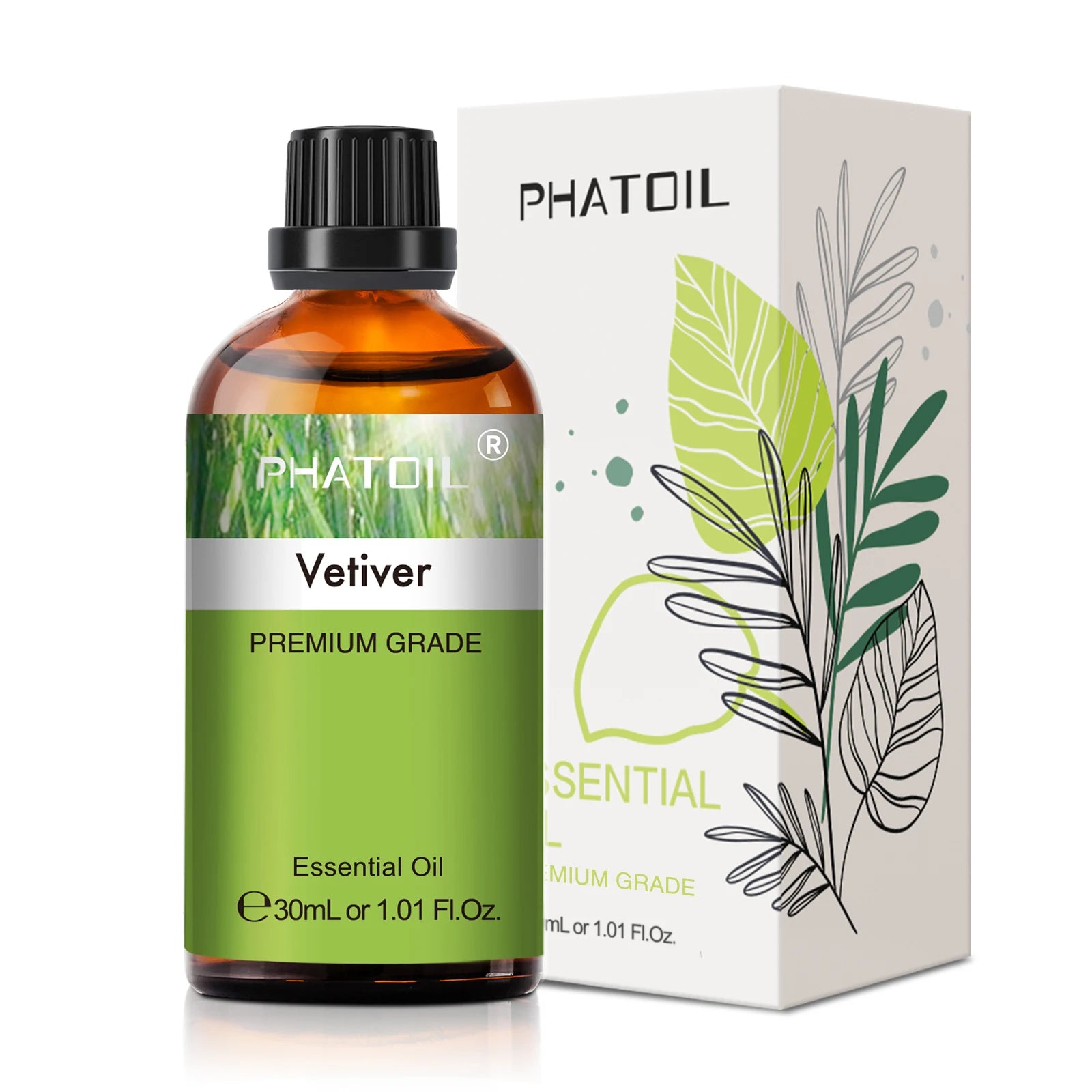 PHATOIL 1PCS Vetiver Essential Oil For Aromatherapy Candle Making 5ml/10ml/30ml/100ml Natural Plant Aroma Essential Oils