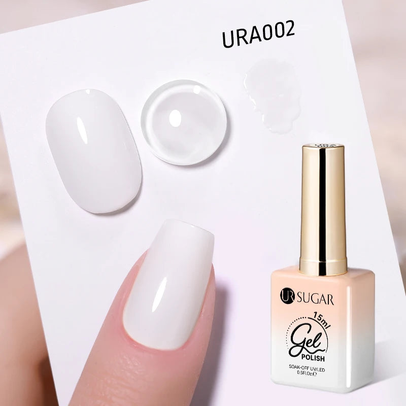 UR SUGAR 15ml Jelly Milky White Translucent Color Gel Polish Semi Permanent UV Gel Nail Art Soak Off Gel Varnish Latest Fashion