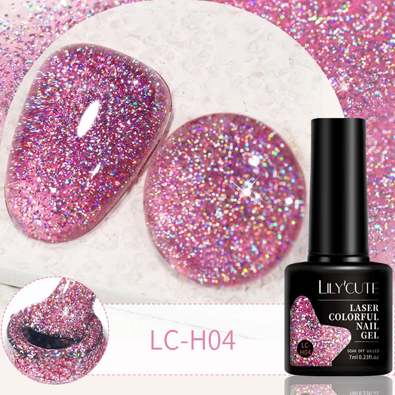 LILYCUTE 7ml 9D Black Crystal Cat Magnetic Gel Nail Polish Laser Silver Glitter Semi Permanent Manicure For Nail Art Gel Varnish