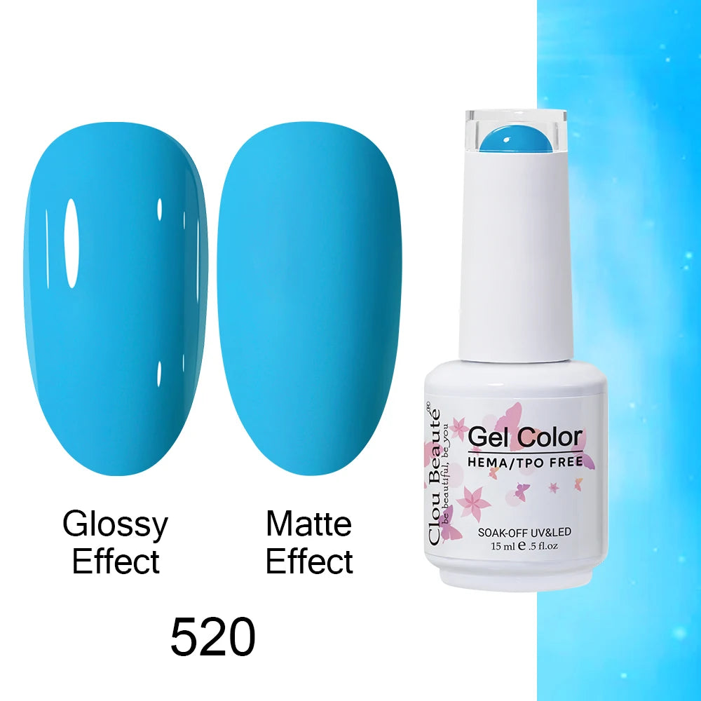Clou Beaute Gel Nail Polish Neon Brown Royal Blue Red Green Pastal Nude Nail Art Varnishes Gel Lacquer Top Coat UV Gel Nail