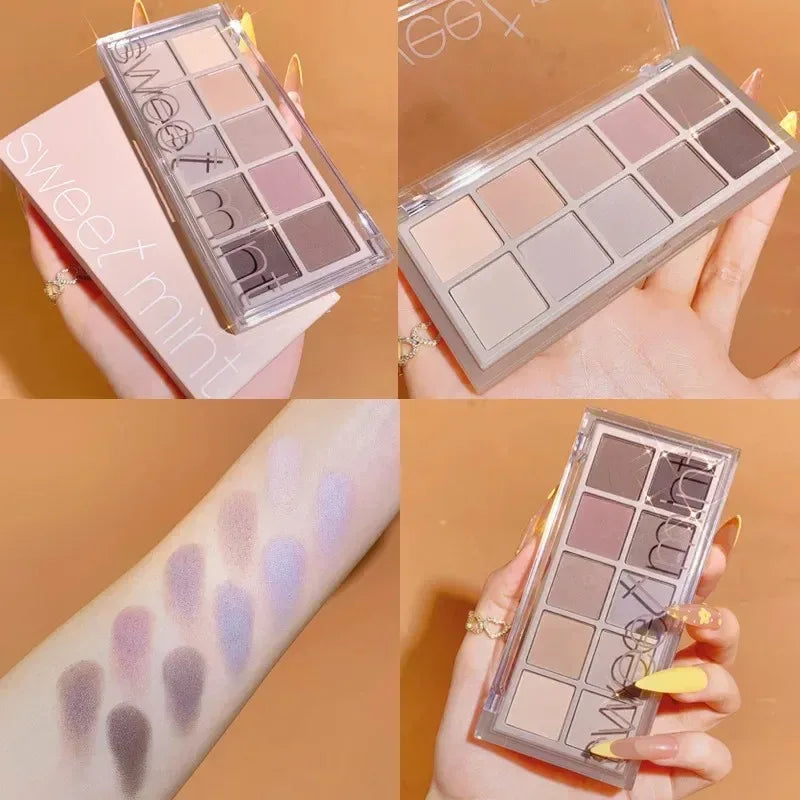 10 Color Eyeshadow Palette Matte Pearl Fine Shining Pumpkin Tea Milk Earth Color Eye Shadow Tray Makeup Pigment Korean Cosmetics