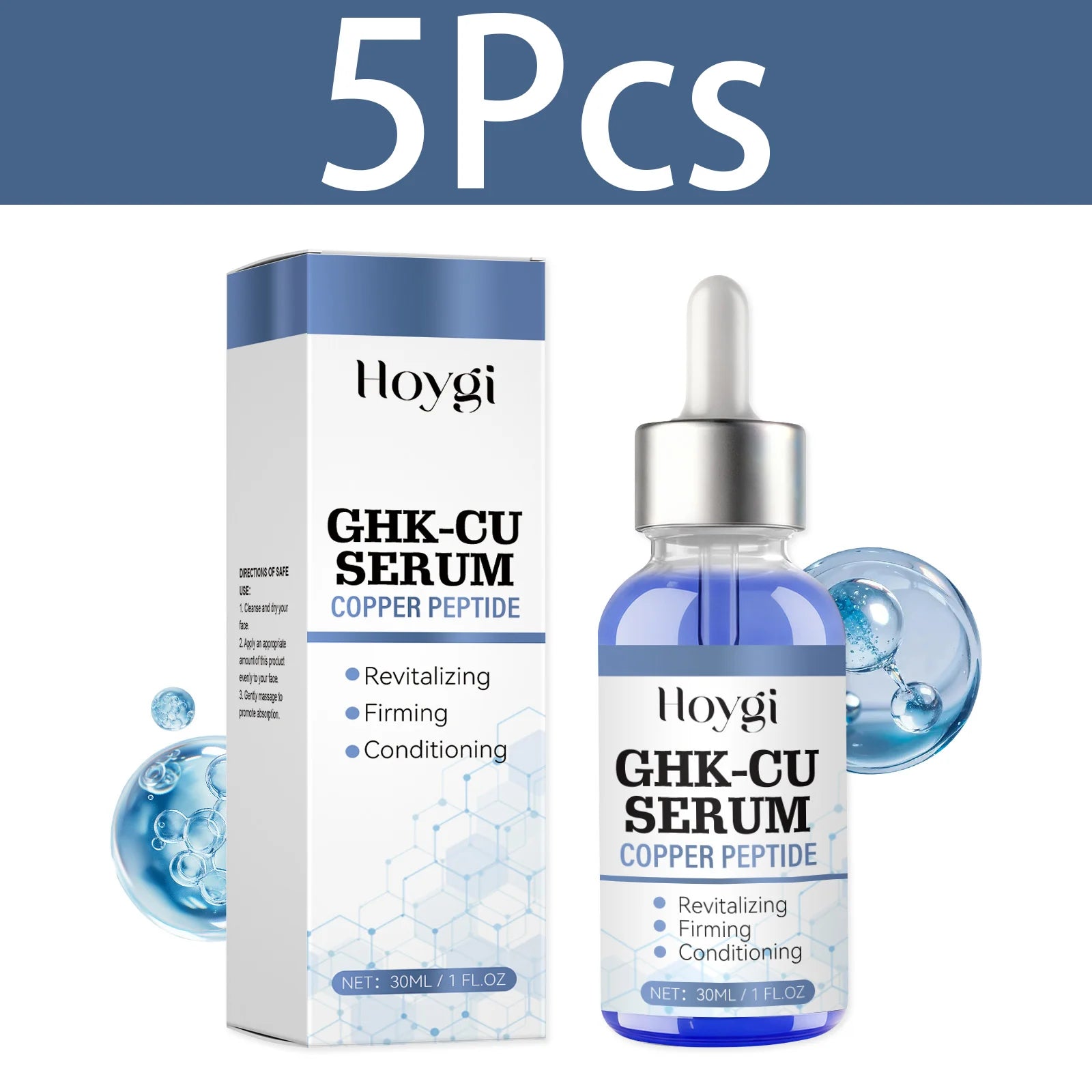 HOYGI Hyaluronic Acid Facial Essence Deep Moisturizing Face Skin Serum Hydrolyzed Collagen Anti Aging Copper Peptide Serum Care