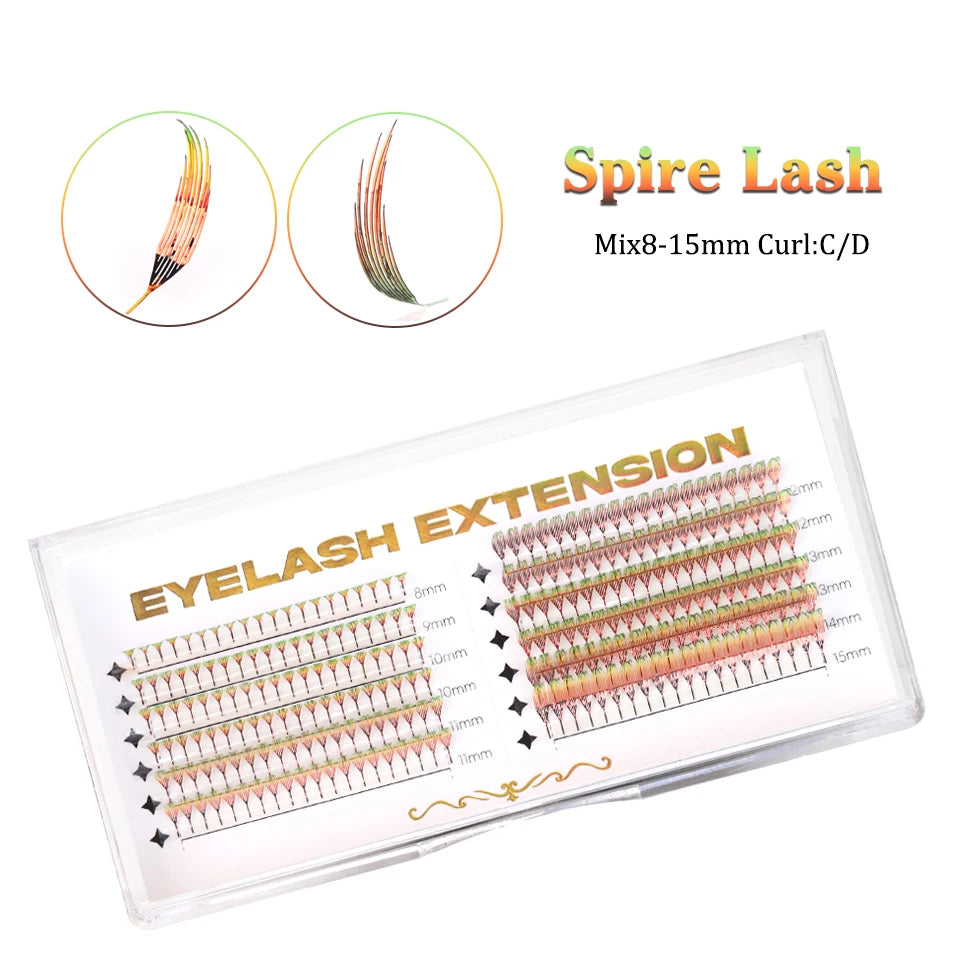 New Dual Sided Colorful Shiny Comic Spire Eyelash Extension Tinsel Anime Premade Fans Feather Shape Lashes For Christmas Cosplay