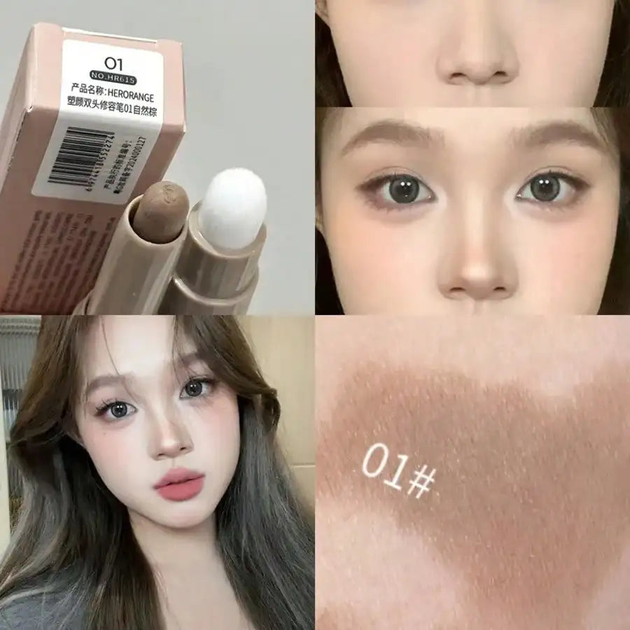 Herorange Valentine's Day Gift Contour Stick - 2-in-1 Nose & Face Sculpting Pen with Brush, Suitable for All Skin Types