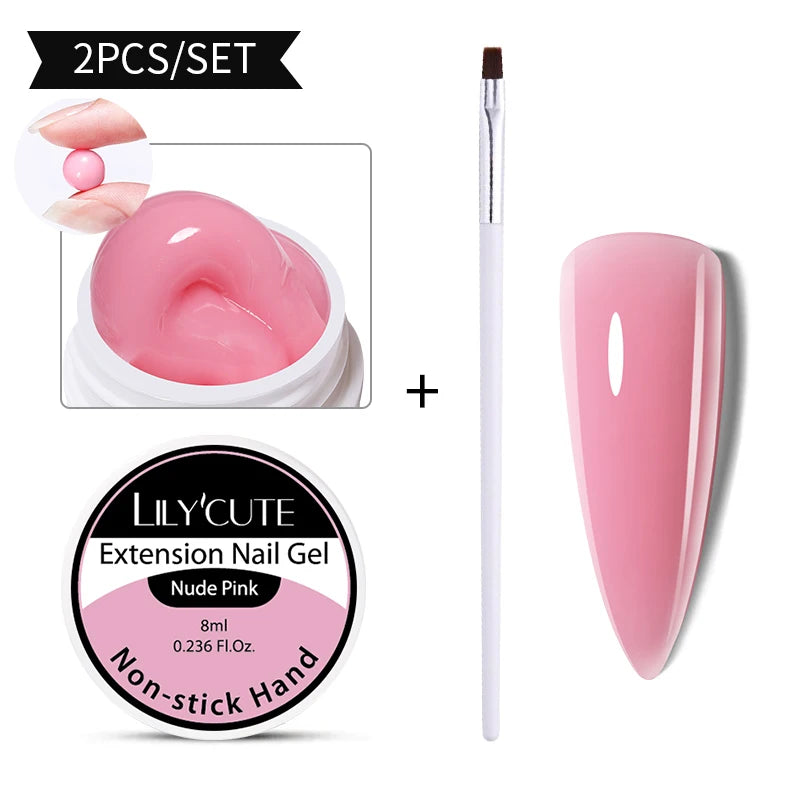 LILYCUTE 7ml Auroras Non Stick Hand Solid Extension Gel Nail Polish 3D Carving Flower Soak Off Nail Art Acrylic Hard Gel Varnish