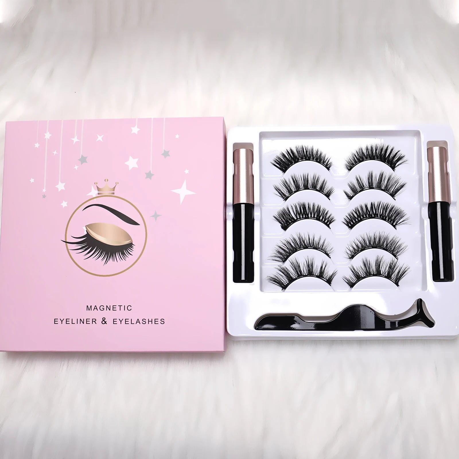 5 Pairs Magnetic Eyelashes Full Strip Set - No Glue Needed, False Lashes for Daily/Party Makeup