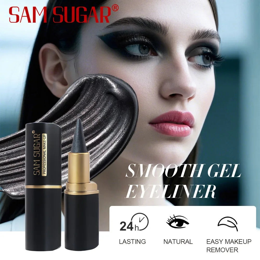 Black Long-Lasting Eyeliner Pen 24-Hour Waterproof Gel Cosmetic Makeup Fast-Dry Lip Liner Highlighter for Smokey Eye Look
